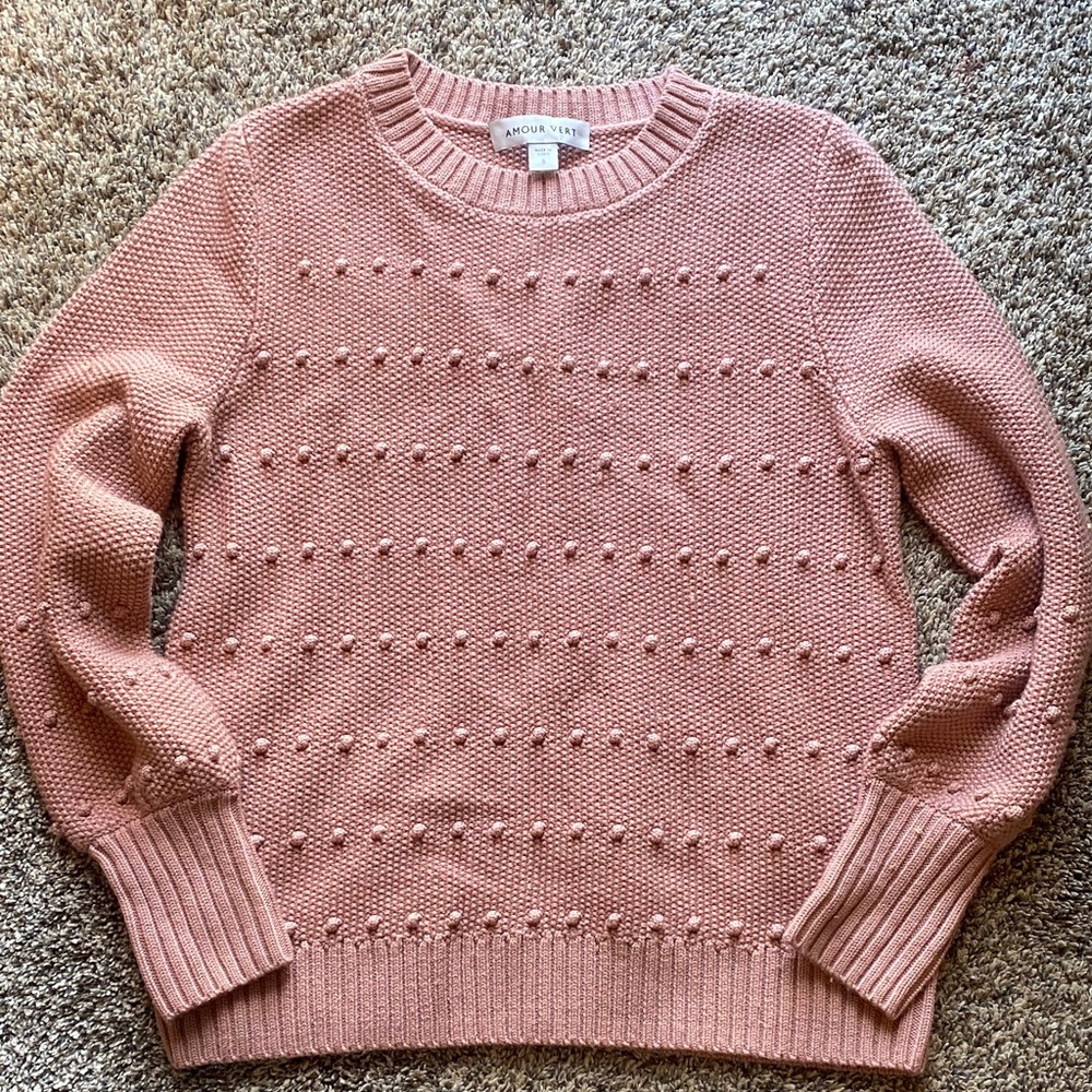 Amour Vert 100% Wool Blush Textured Knit Sweater Size S